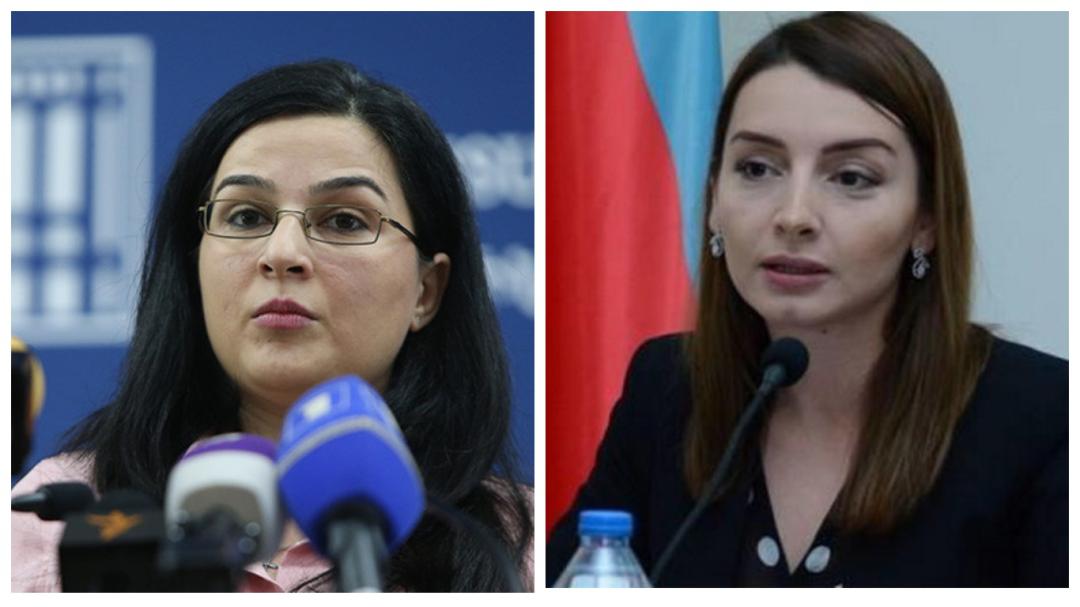 Armenian Foreign Ministry spokesperson Anna Nagdalyan (left), Azerbaijan Foreign Ministry spokesperson Leyla Abdullayeva (right). Armenian Foreign Ministry spokesperson Anna Nagdalyan (left), Azerbaijan Foreign Ministry spokesperson Leyla Abdullayeva (right).